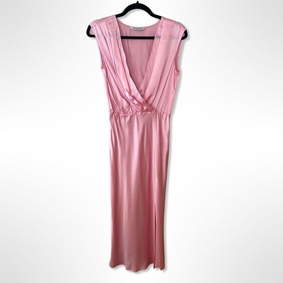 Amanda Uprichard Mathews Flamingo dress pink feel slip Sz S Revolve Flaw - Picture 6 of 14